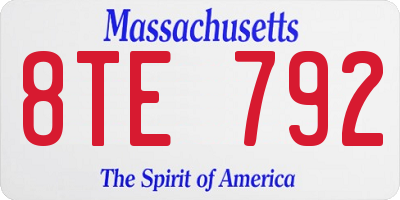 MA license plate 8TE792