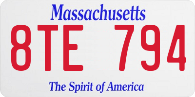 MA license plate 8TE794