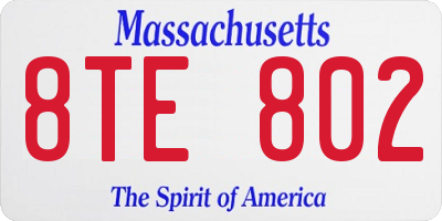 MA license plate 8TE802