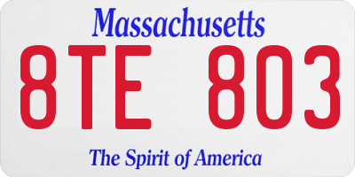 MA license plate 8TE803