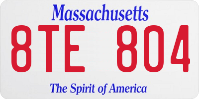 MA license plate 8TE804