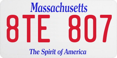 MA license plate 8TE807
