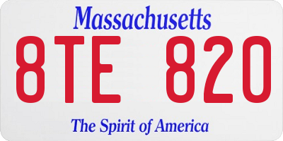 MA license plate 8TE820