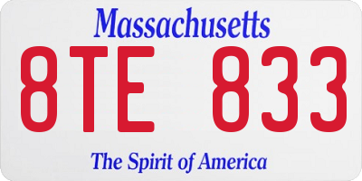 MA license plate 8TE833