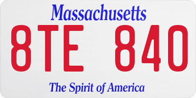 MA license plate 8TE840