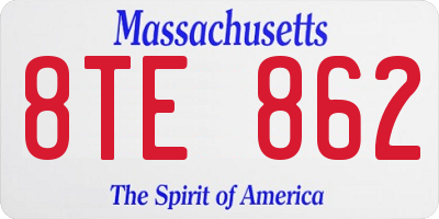 MA license plate 8TE862