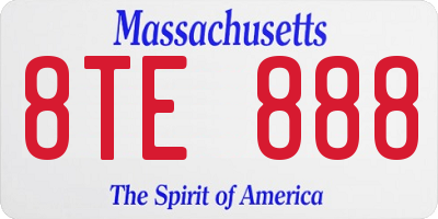 MA license plate 8TE888