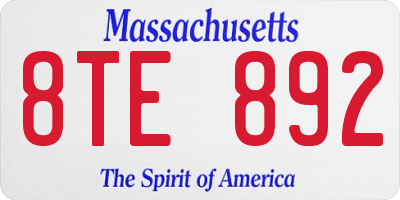 MA license plate 8TE892