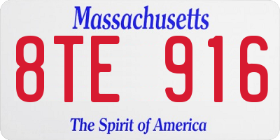 MA license plate 8TE916