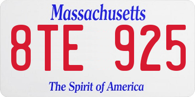 MA license plate 8TE925