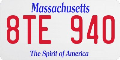 MA license plate 8TE940