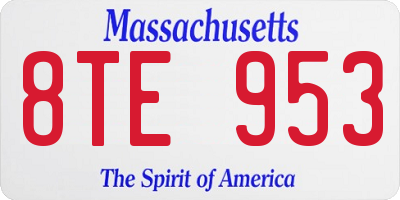 MA license plate 8TE953