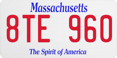 MA license plate 8TE960