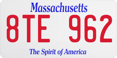 MA license plate 8TE962