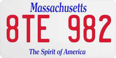 MA license plate 8TE982