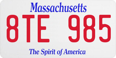 MA license plate 8TE985