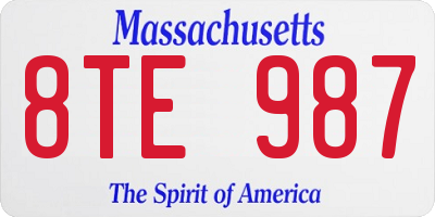 MA license plate 8TE987