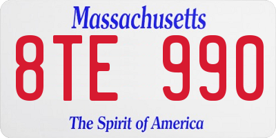 MA license plate 8TE990