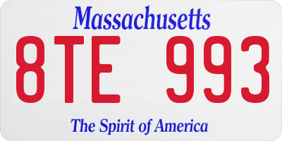 MA license plate 8TE993