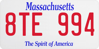 MA license plate 8TE994
