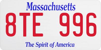 MA license plate 8TE996