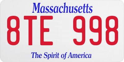 MA license plate 8TE998
