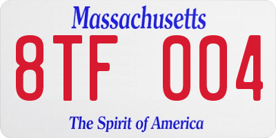 MA license plate 8TF004