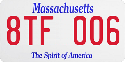 MA license plate 8TF006