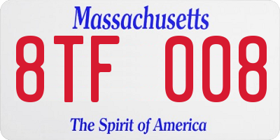MA license plate 8TF008