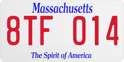 MA license plate 8TF014