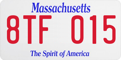 MA license plate 8TF015