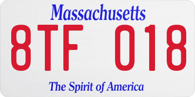 MA license plate 8TF018