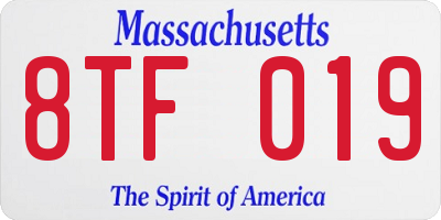 MA license plate 8TF019