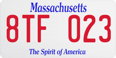 MA license plate 8TF023