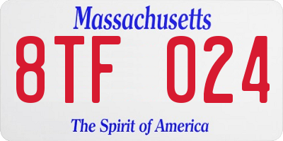 MA license plate 8TF024