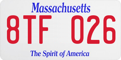MA license plate 8TF026