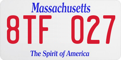 MA license plate 8TF027