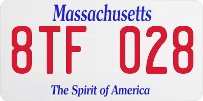 MA license plate 8TF028