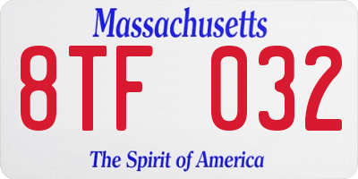 MA license plate 8TF032