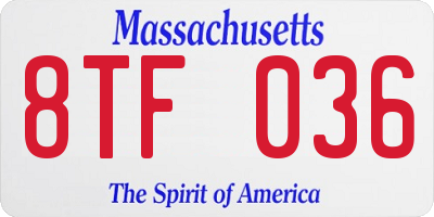 MA license plate 8TF036
