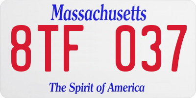MA license plate 8TF037