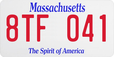 MA license plate 8TF041