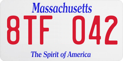 MA license plate 8TF042
