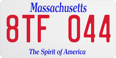 MA license plate 8TF044