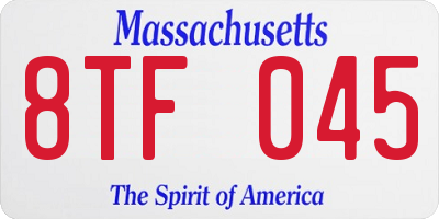 MA license plate 8TF045