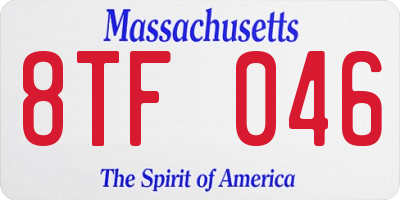 MA license plate 8TF046
