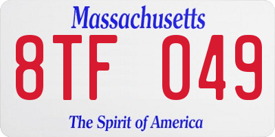 MA license plate 8TF049