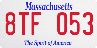 MA license plate 8TF053