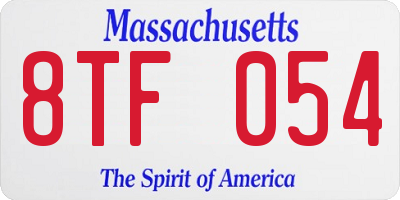 MA license plate 8TF054