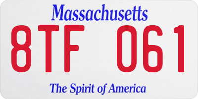 MA license plate 8TF061